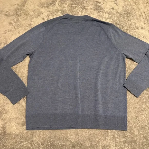 Brooks‎ Brothers Mens V Neck Sweater Merino Wool Blue Size L Long Sleeve - Picture 2 of 7